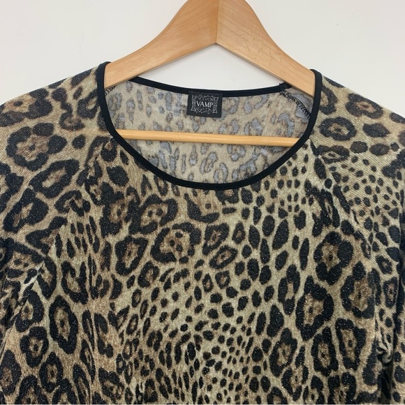 VAMP Animal Print Top Mesh Trim - Picture 3 of 6